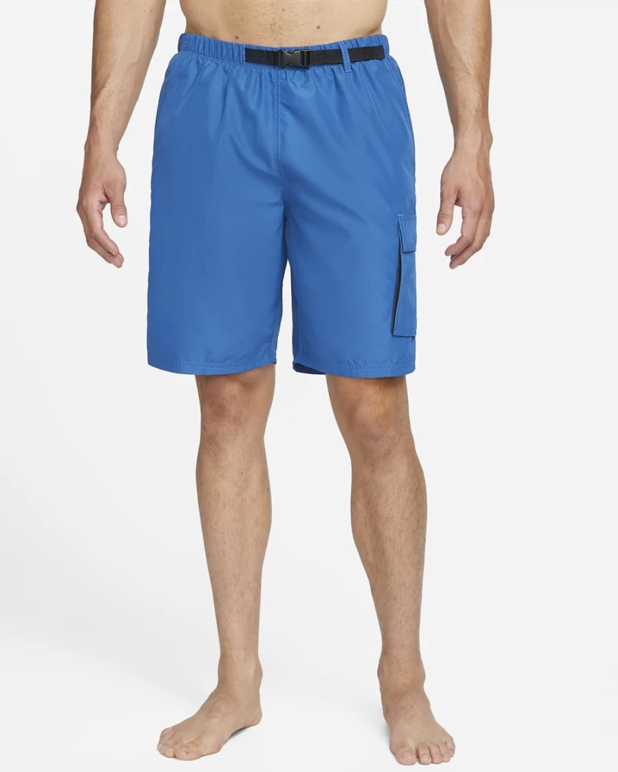 Nike Men's Dark Marina Blue 9" Quick-Dry Packable Swim Trunks for Swimming & Beach