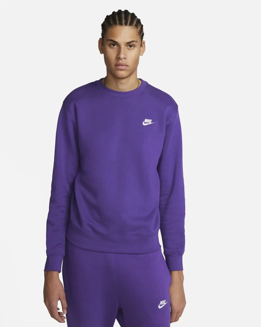 Nike Sportswear Club Fleece Crew Men's Sweatshirt - Court Purple/White