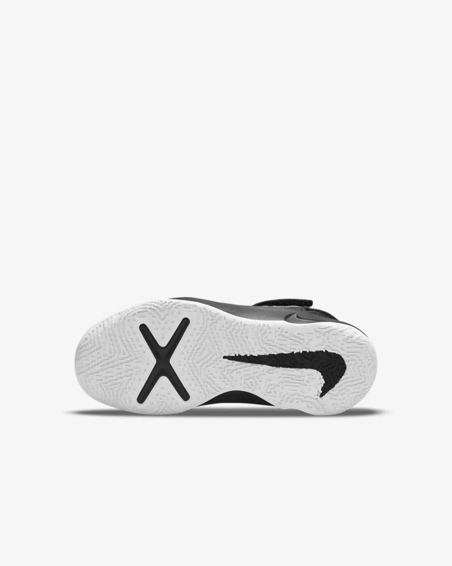 Nike Team Hustle D 10 FlyEase Kids' Easy On/Off Shoes - Black/Volt/White/Metallic Silver for Boys and Girls