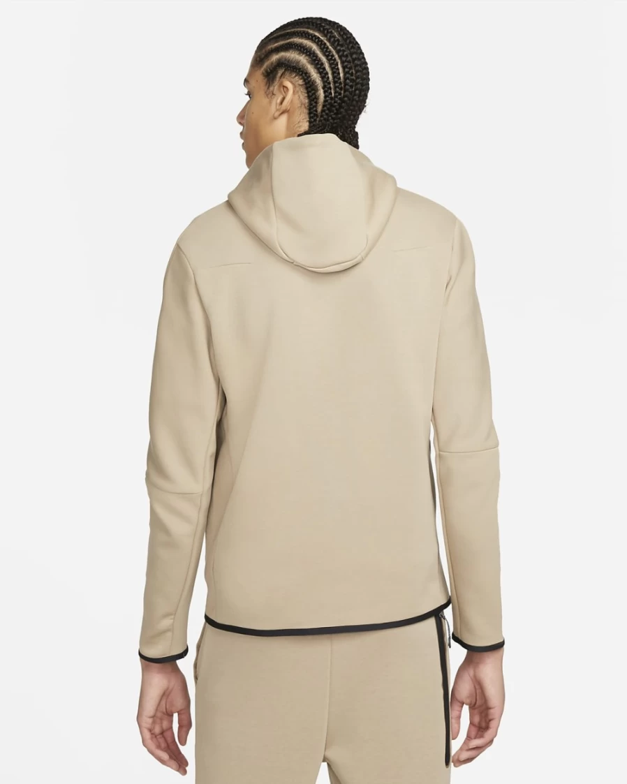 Nike Men's Tech Fleece Full-Zip Hoodie - Khaki/Black | Lightweight & Comfortable Sportswear