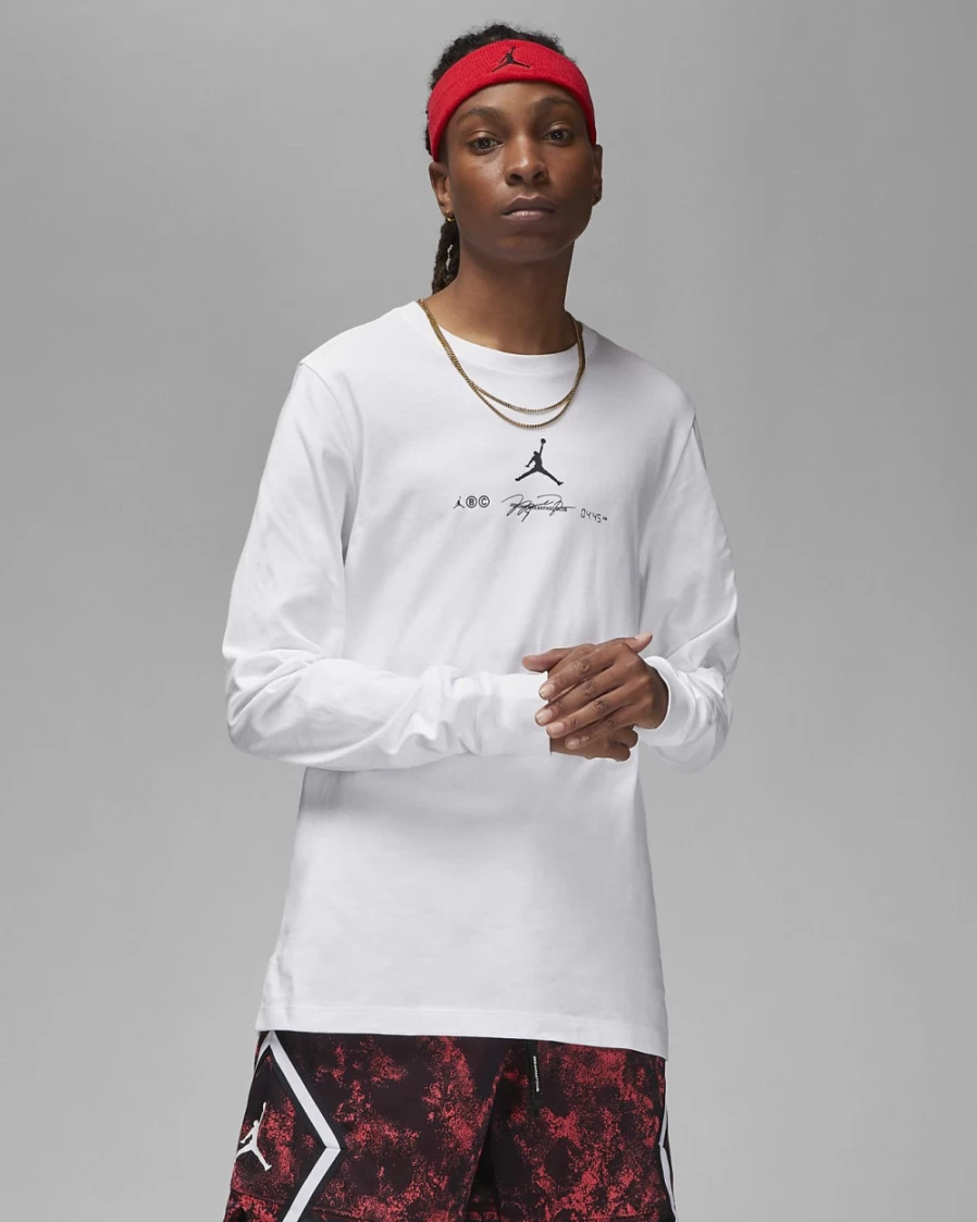 Nike Jordan Dri-FIT Sport Men's Long-Sleeve Graphic T-Shirt - White/Black