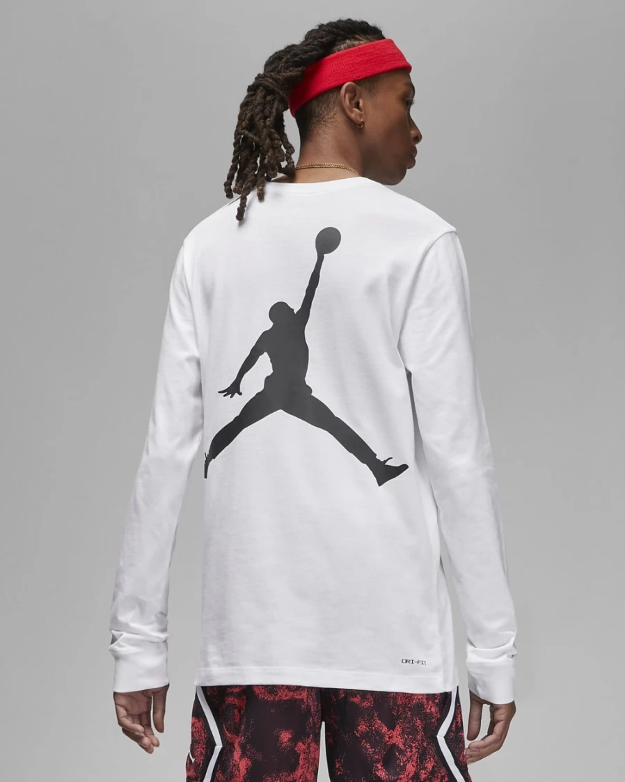 Nike Jordan Dri-FIT Sport Men's Long-Sleeve Graphic T-Shirt - White/Black