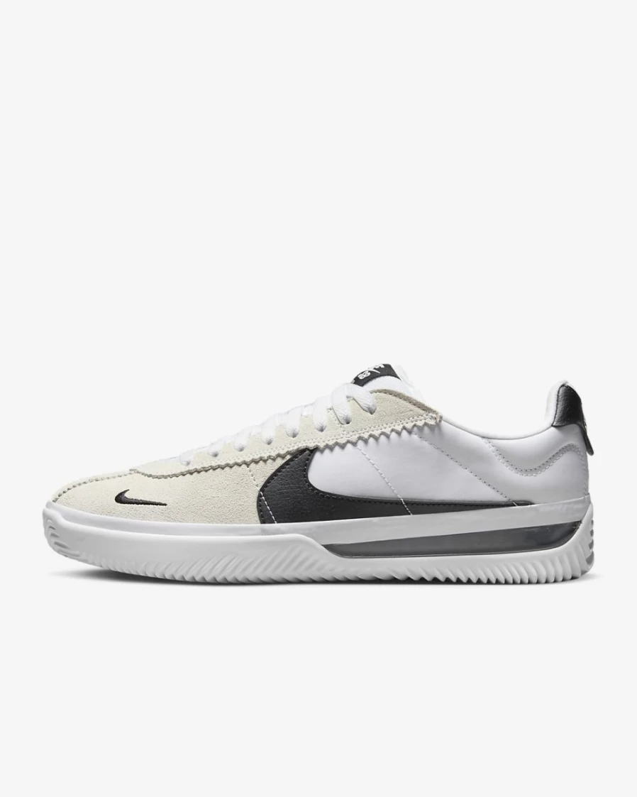 Nike BRSB Men's Skate Shoes in White & Black - High-Performance Skateboarding Footwear