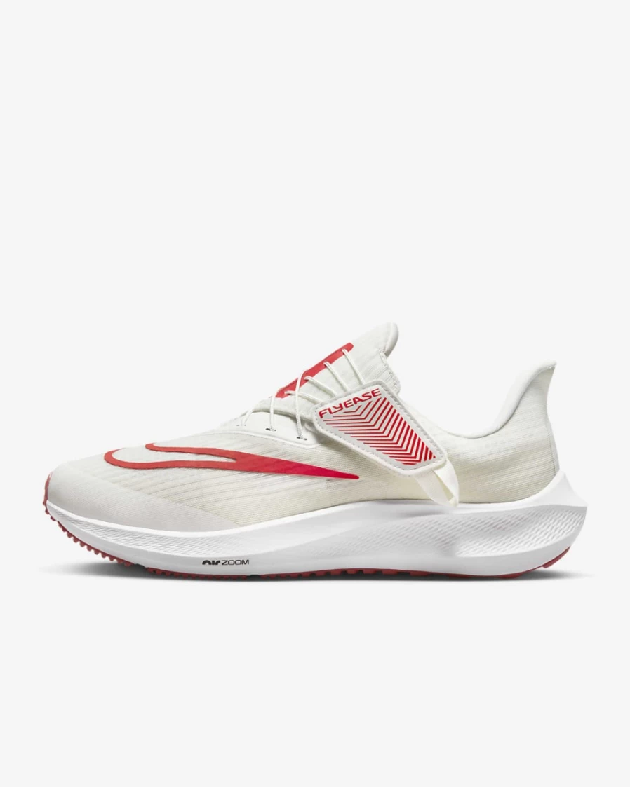 Nike Pegasus FlyEase Men's Road Running Shoes - Platinum Tint/White/Adobe/Light Crimson, Easy On/Off Design