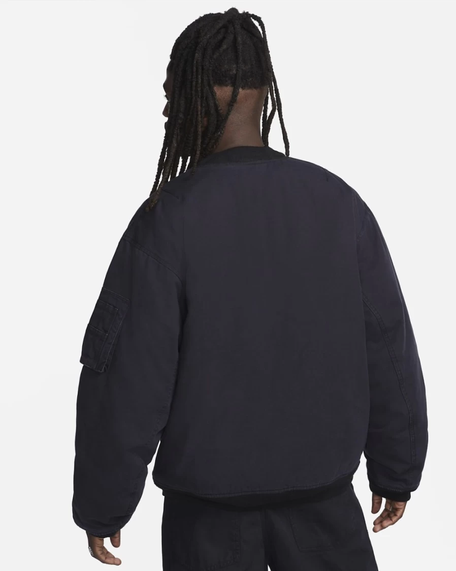 Nike Men's Black & White Woven Flight Jacket - Lightweight Casual Sportswear