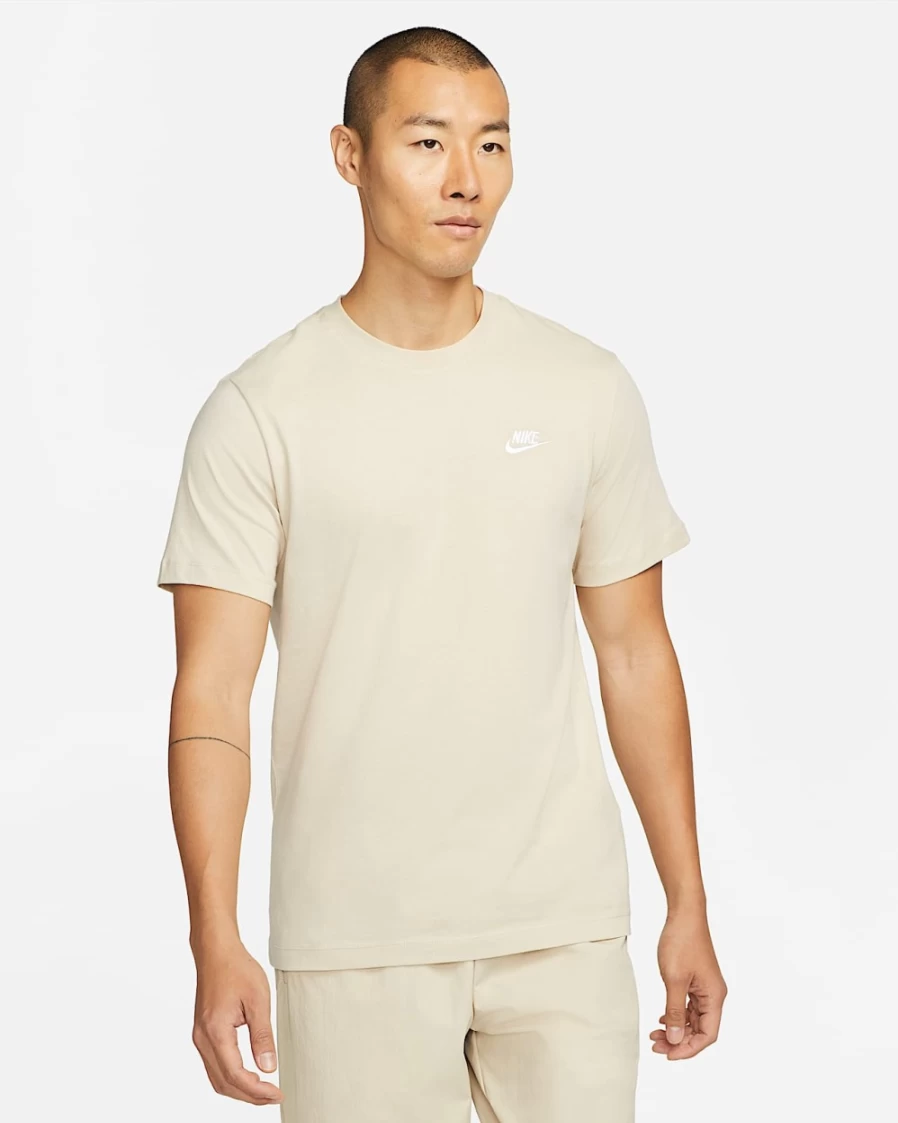 Nike Men's Rattan/White Sportswear Club T-Shirt - Casual Comfort Fit Tee