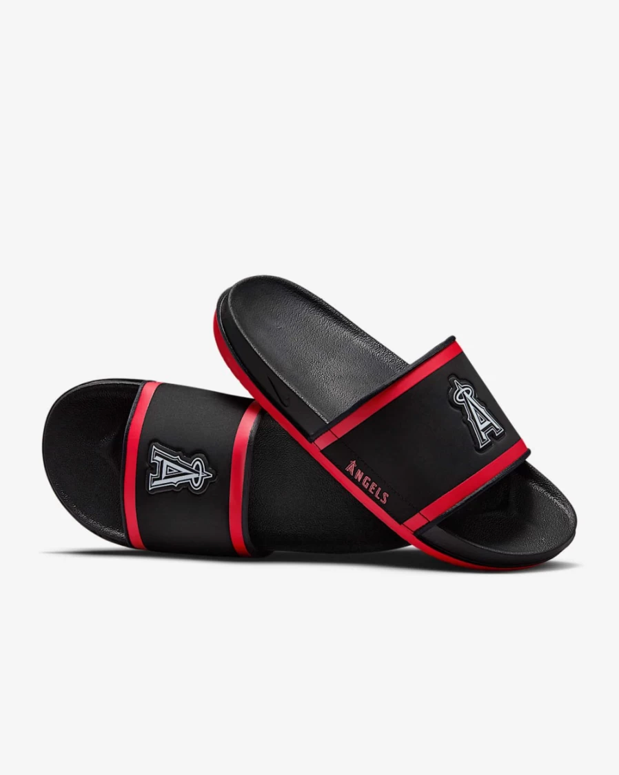 Nike Offcourt Slide Sandals for Men - MLB Los Angeles Angels Team Design - Black/Sport Red/White