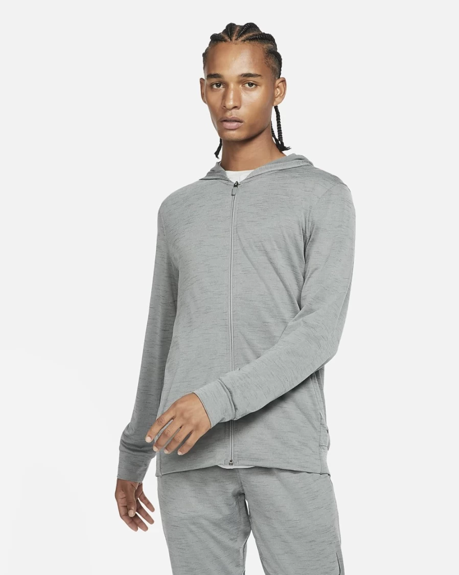 Nike Dri-FIT Men's Full-Zip Yoga Jacket in Smoke Grey/Iron Grey