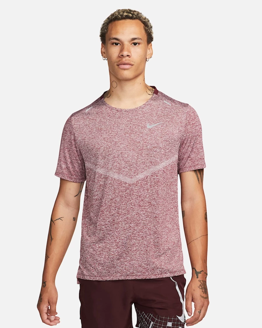 Nike Dri-FIT Rise 365 Men's Dark Beetroot/Heather Running Short-Sleeve Top