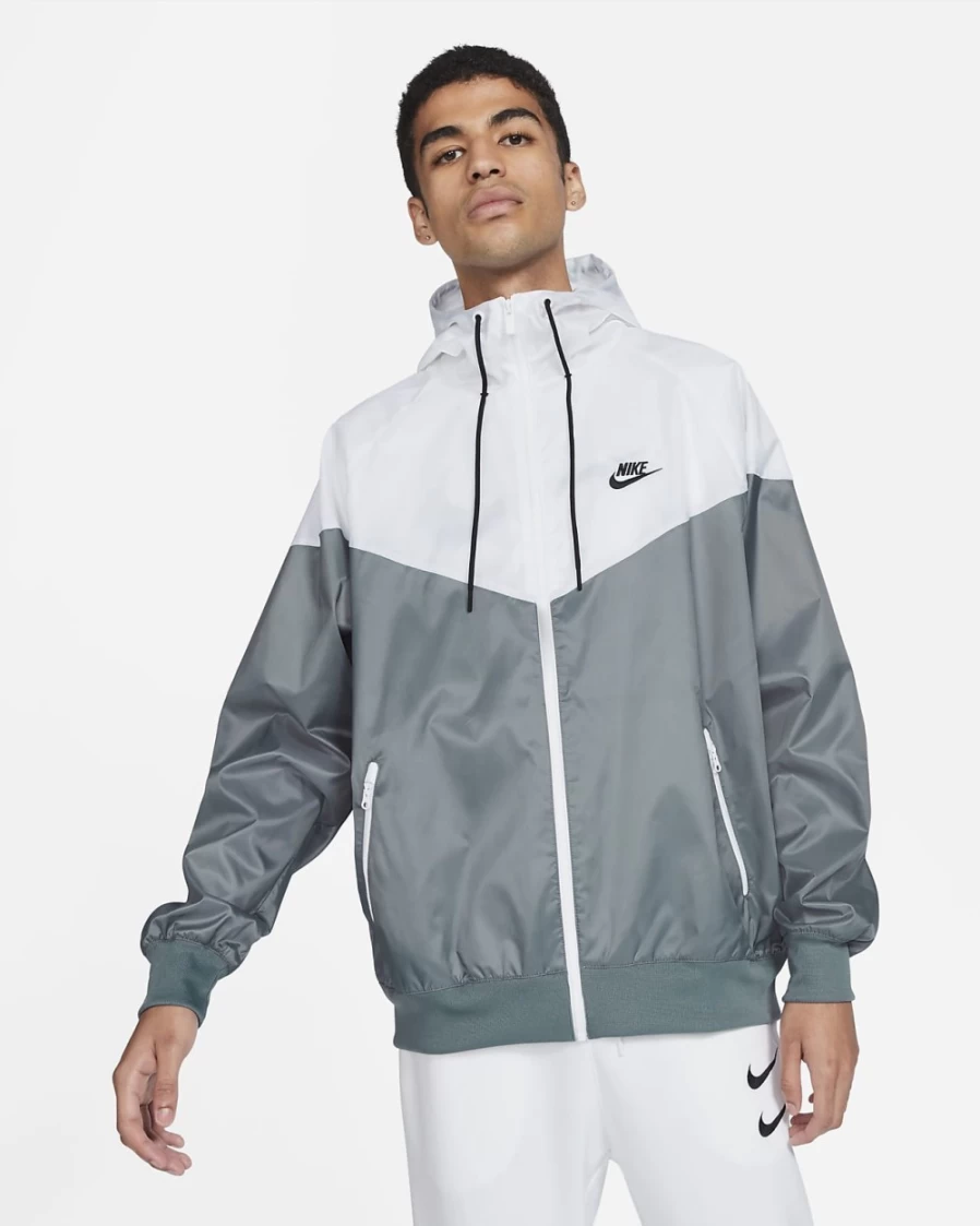 Nike Men's Sportswear Windrunner Hooded Jacket - Smoke Grey, White, Black