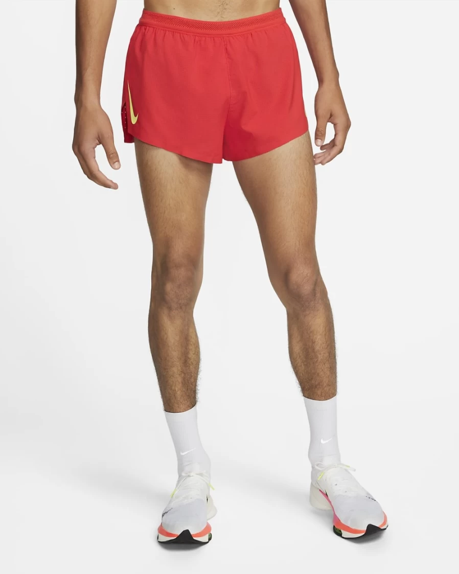 Nike Men's AeroSwift 2" Brief-Lined Racing Shorts - Light Crimson/Ghost Green