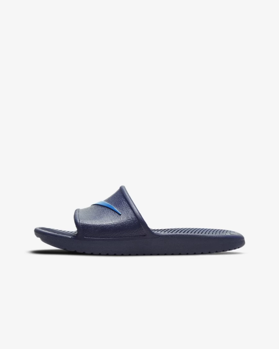 Nike Kawa Shower Slides for Kids - Boys & Girls Comfortable Sandals in Midnight Navy/Laser Blue