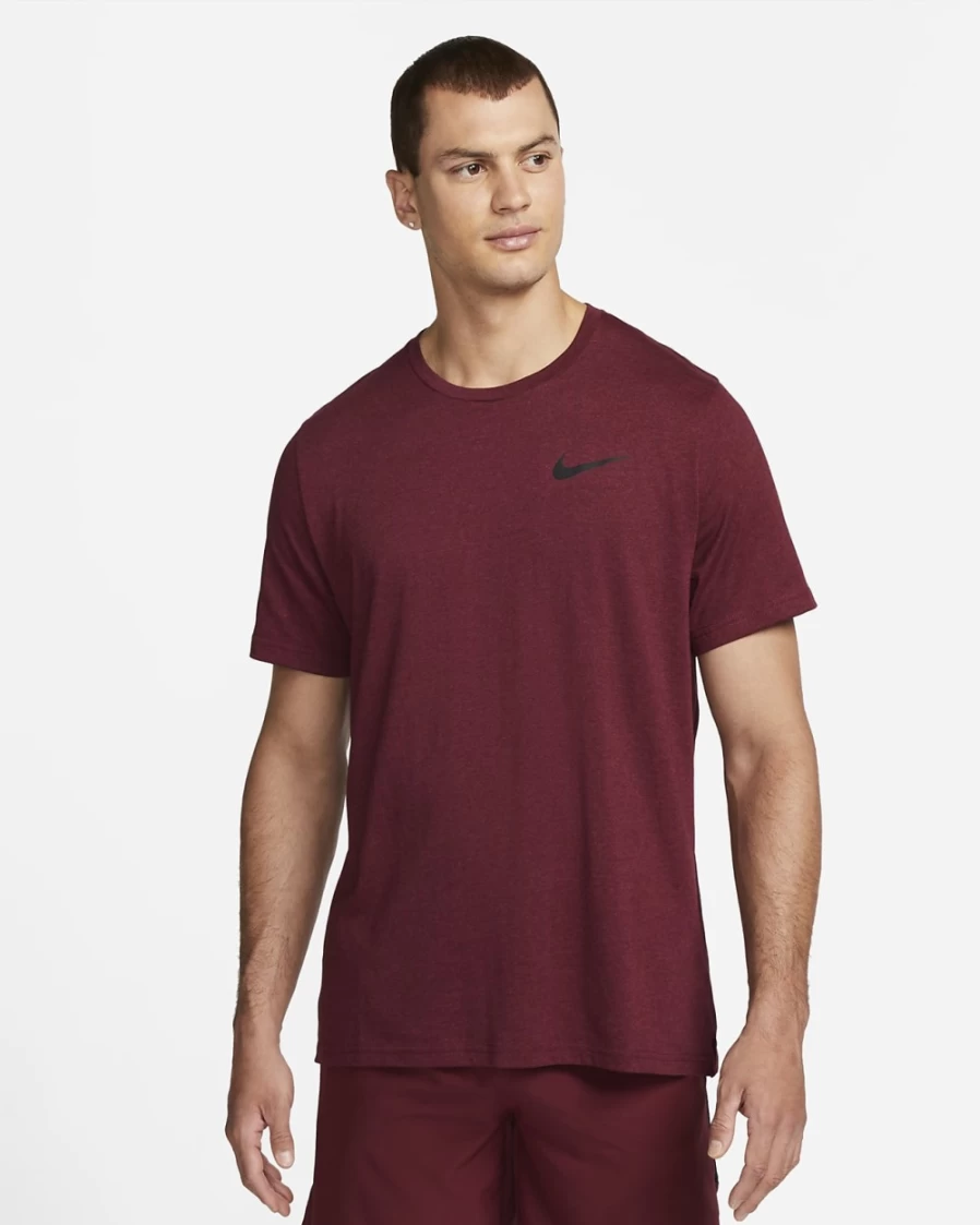 Nike Pro Dri-FIT Men's Training T-Shirt - Dark Beetroot/Black, Moisture-Wicking, Breathable Short-Sleeve Top