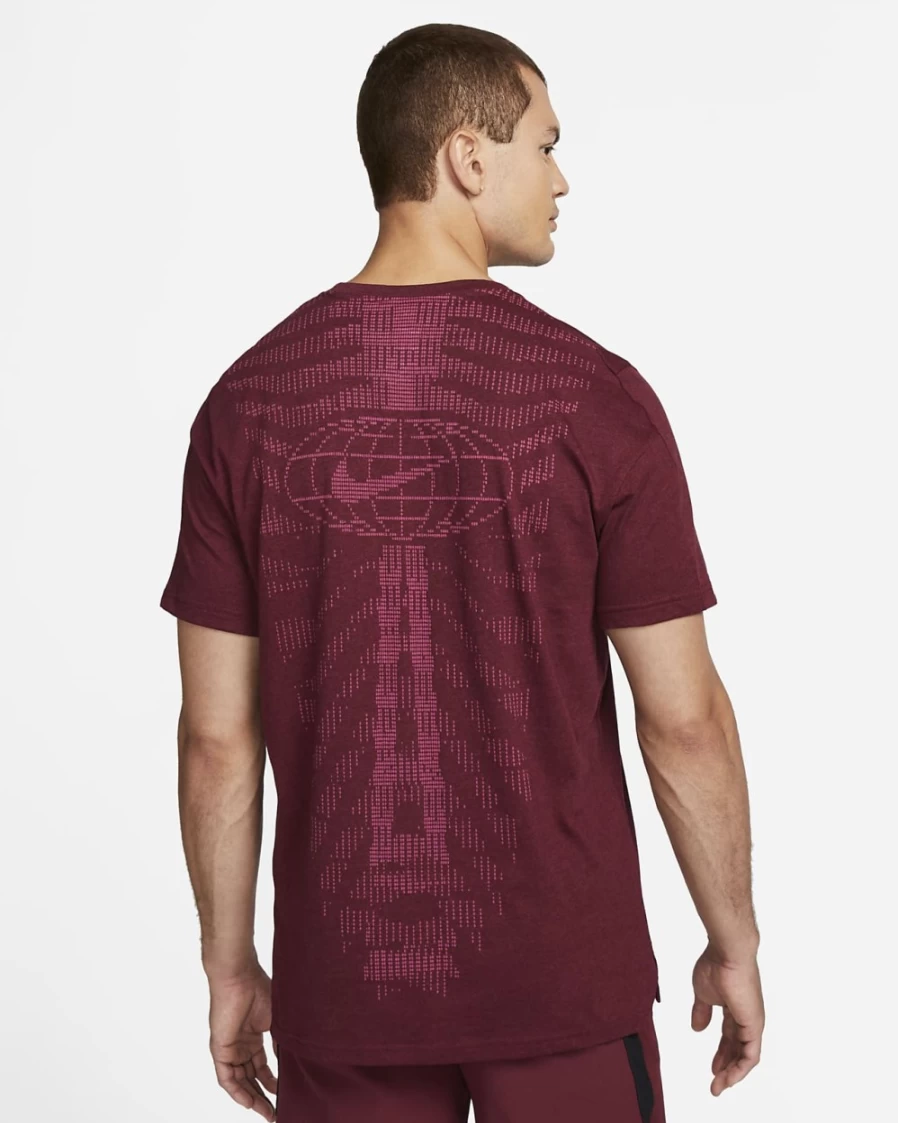 Nike Pro Dri-FIT Men's Training T-Shirt - Dark Beetroot/Black, Moisture-Wicking, Breathable Short-Sleeve Top