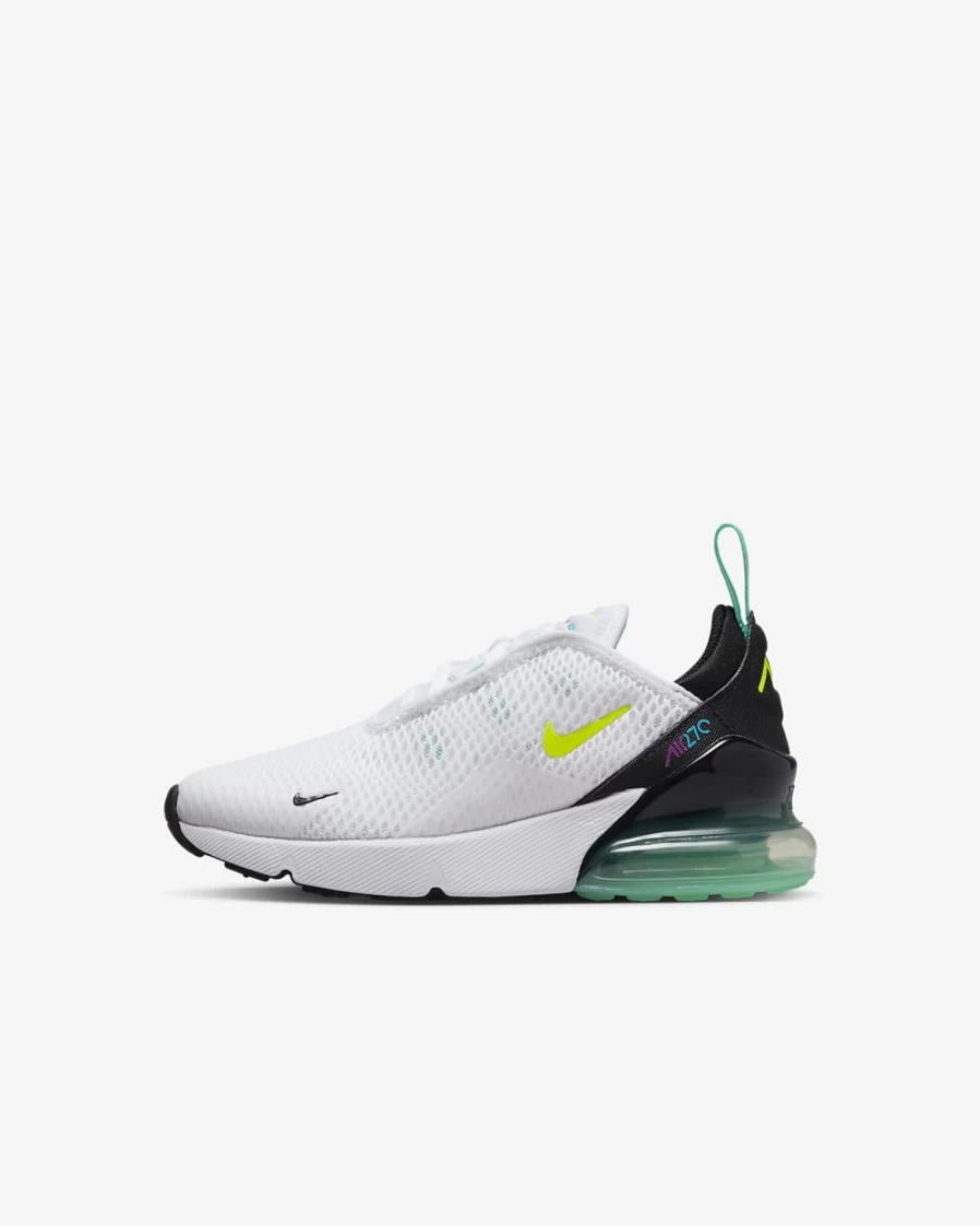 Nike Air Max 270 Kids' Shoes - White/Black/Laser Blue/Volt - Unisex Boys & Girls Running Sneakers