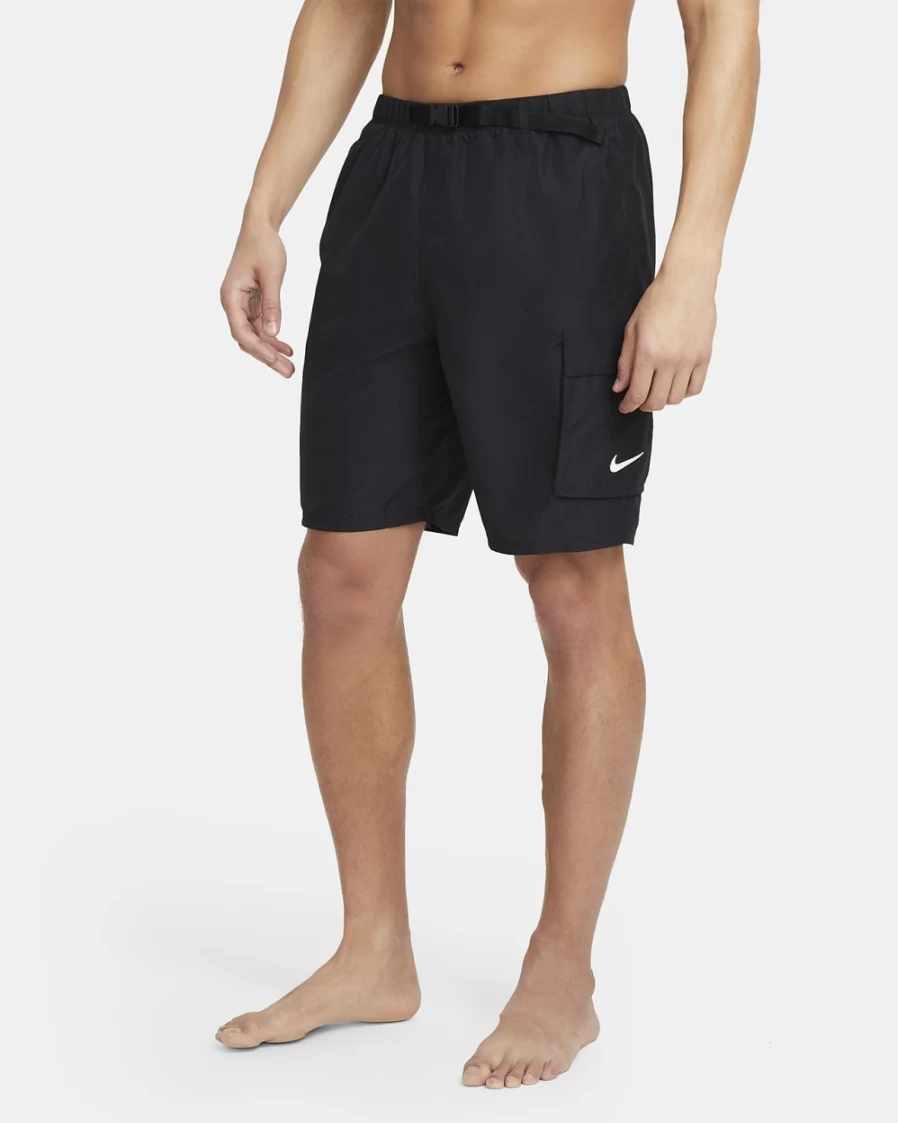 Nike Men's Black 9" Packable Swim Trunks Quick-Dry Lightweight Beach Shorts