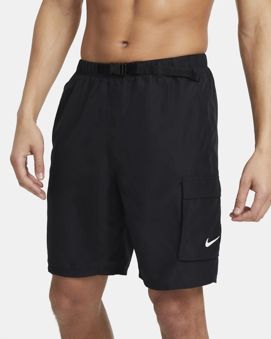 Nike Men's Black 9" Packable Swim Trunks Quick-Dry Lightweight Beach Shorts