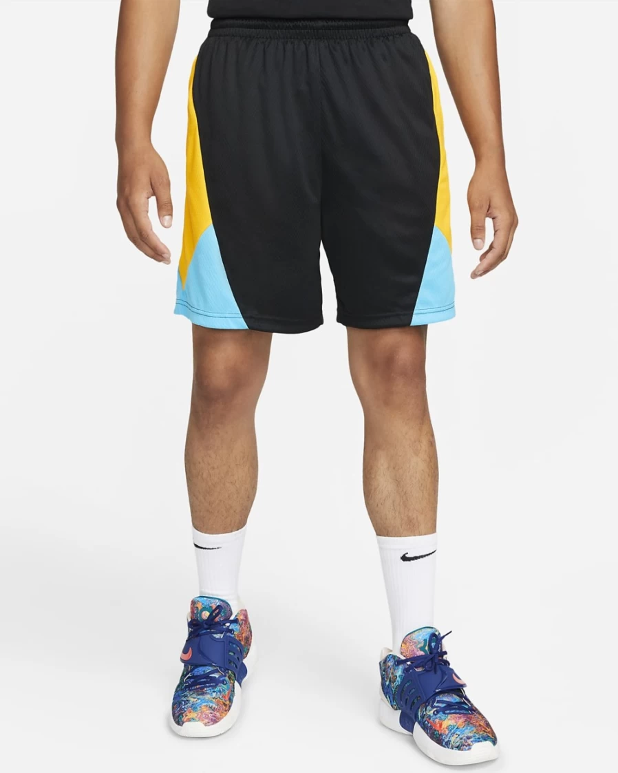 Nike Dri-FIT Rival Men's Basketball Shorts - Black/University Gold/Baltic Blue Training Gym Shorts for Men