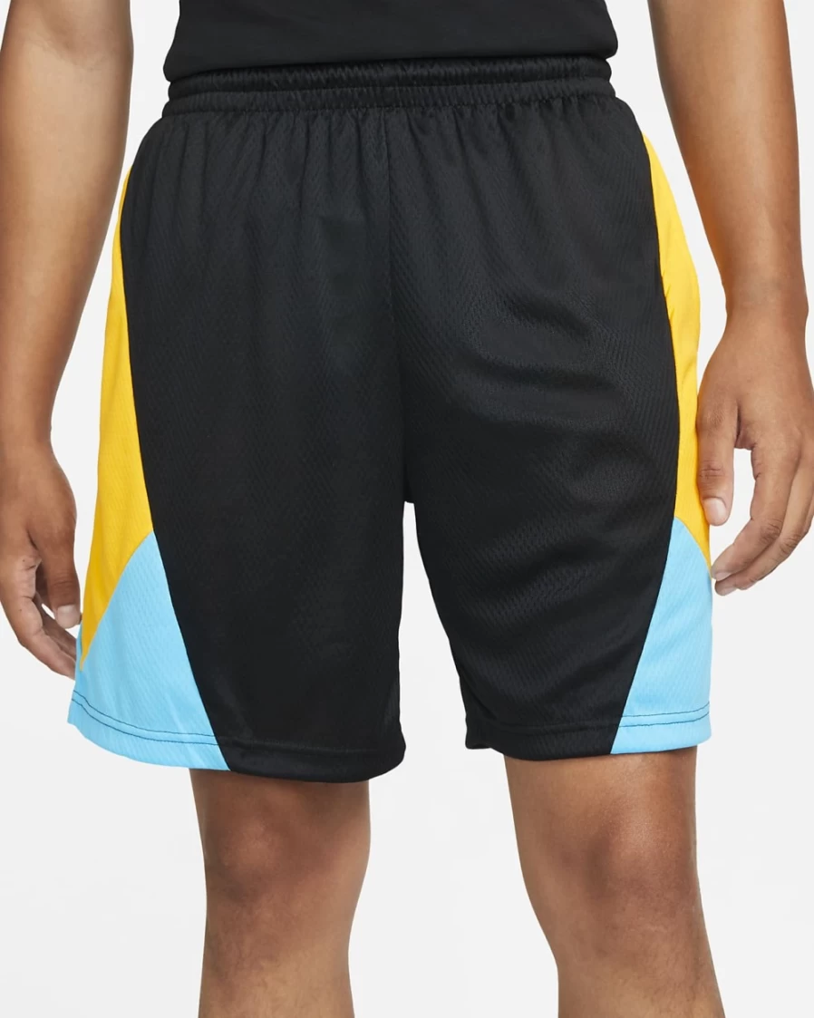 Nike Dri-FIT Rival Men's Basketball Shorts - Black/University Gold/Baltic Blue Training Gym Shorts for Men