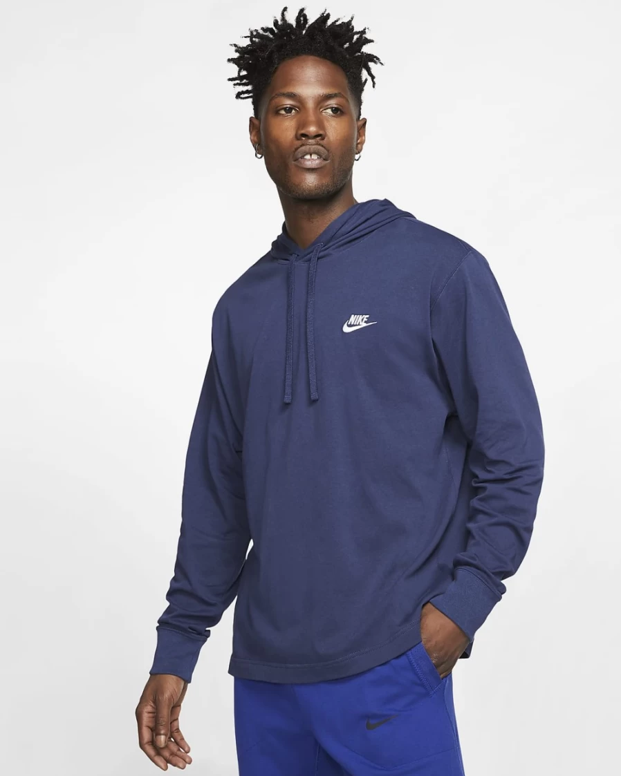 Nike Men's Midnight Navy/White Club Sportswear Pullover Hoodie Jersey