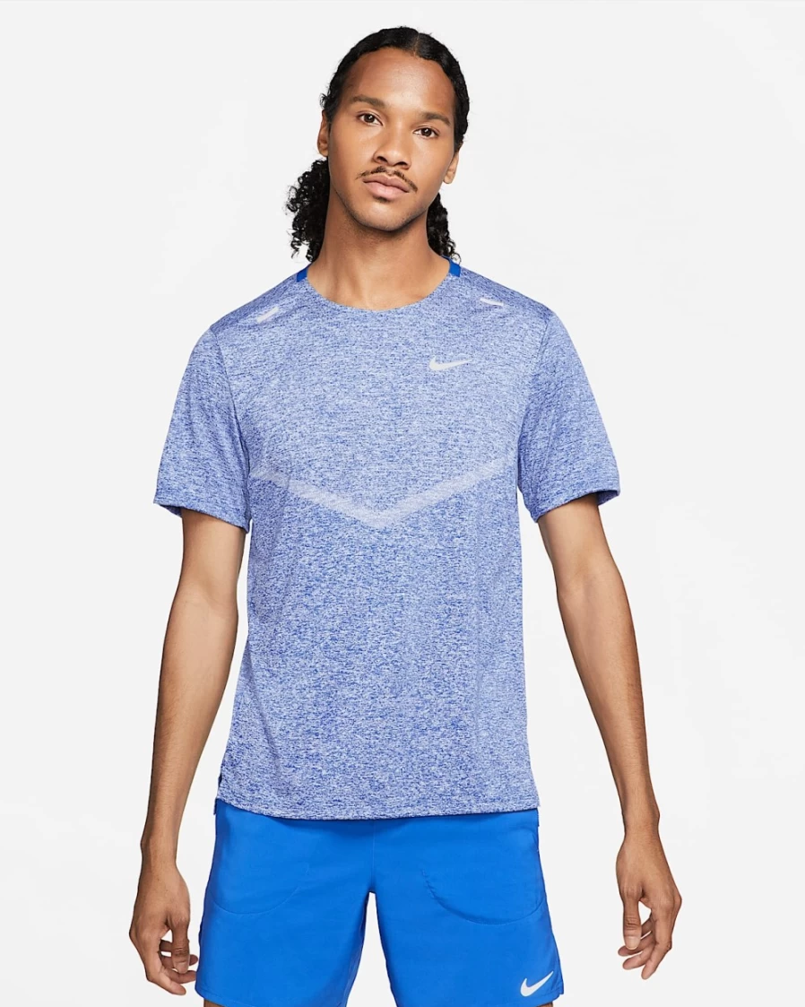 Nike Dri-FIT Rise 365 Men's Running Shirt - Game Royal/Heather - Moisture-Wicking Short-Sleeve Top