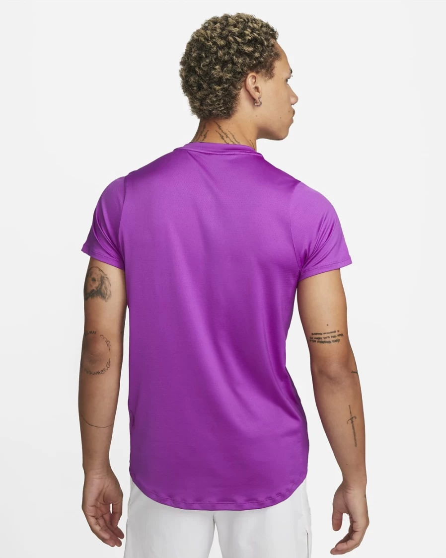 NikeCourt Dri-FIT Advantage Men's Tennis Polo Shirt - Vivid Purple, Green Glow & White