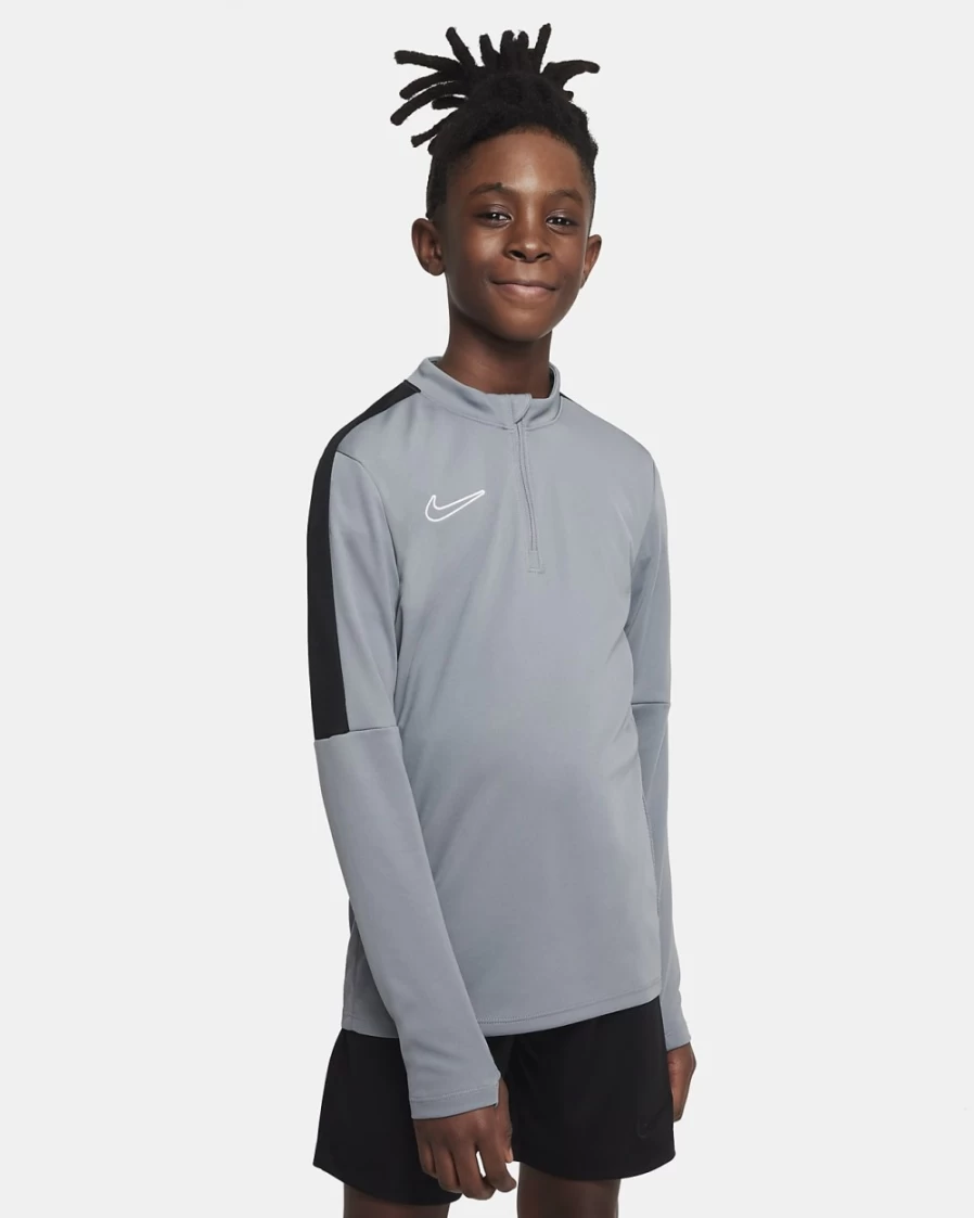 Nike Dri-FIT Academy23 Big Kids' Soccer Drill Top - Cool Grey/Black/White - Boys & Girls Training Shirt