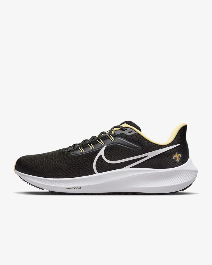 Nike Pegasus 39 Men's Road Running Shoes - New Orleans Saints NFL Edition in Black/Team Gold/White