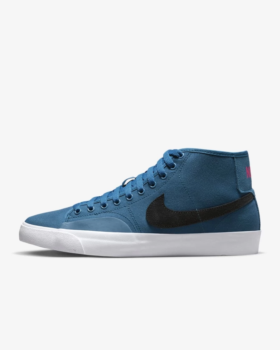 Nike SB Blazer Court Mid Premium Skate Shoes for Men - Dark Marina Blue/Black