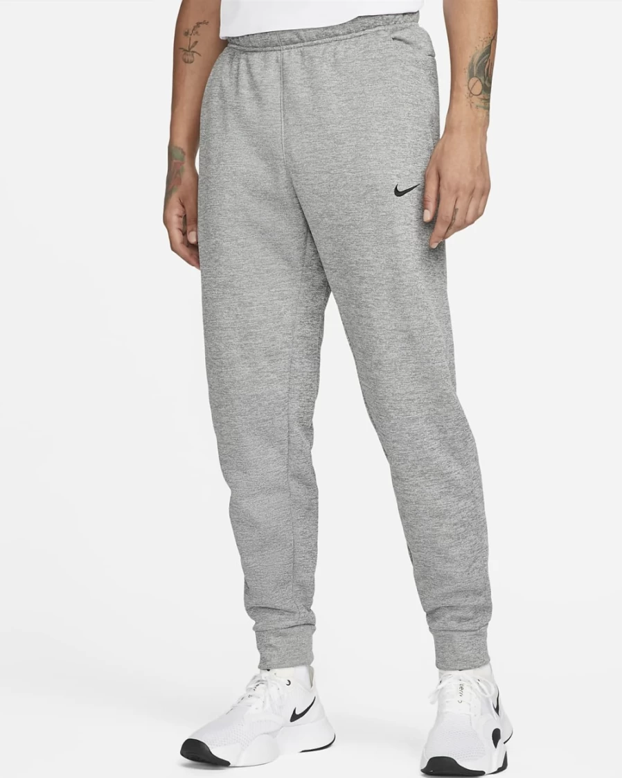 Nike Therma-FIT Men's Tapered Training Pants - Dark Grey Heather/Particle Grey/Black, Moisture-Wicking & Lightweight Workout Joggers for Men