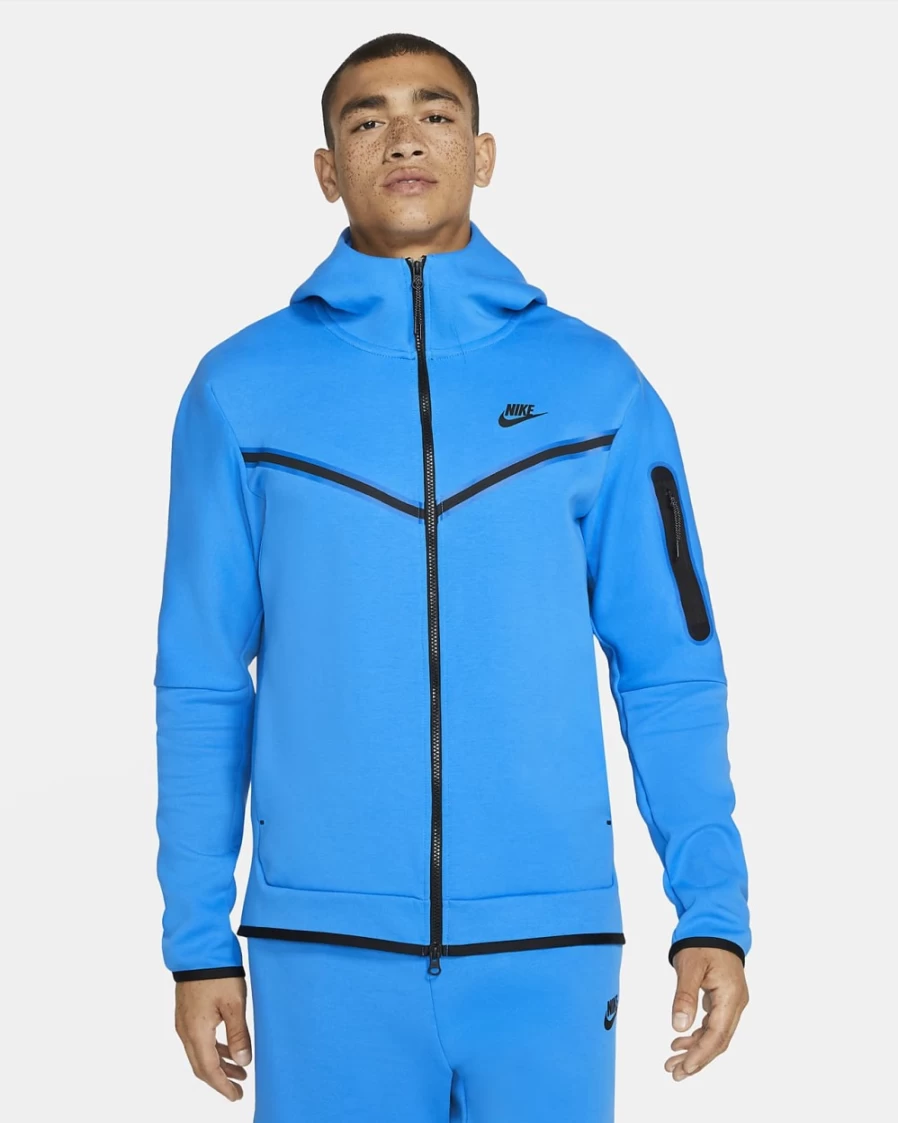 Nike Men's Tech Fleece Full-Zip Hoodie - Light Photo Blue/Black | Sportswear
