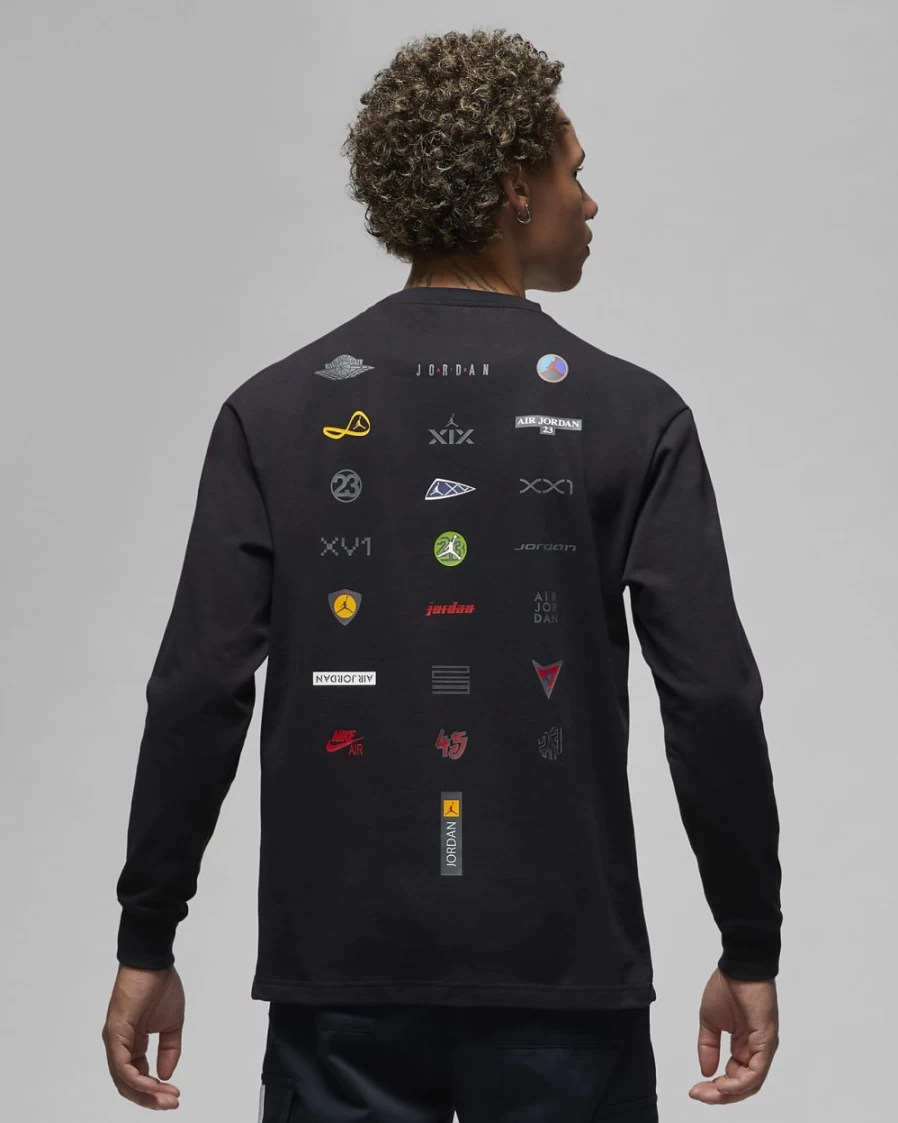 Nike Jordan Flight Heritage 85 Men's Black Long-Sleeve Graphic Crewneck T-Shirt