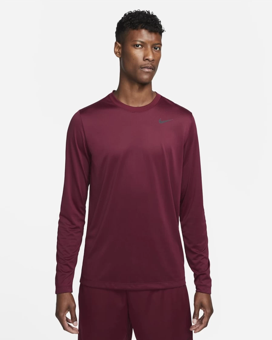 Nike Dri-FIT Legend Men's Dark Beetroot/Black Long-Sleeve Workout Shirt for Training & Gym