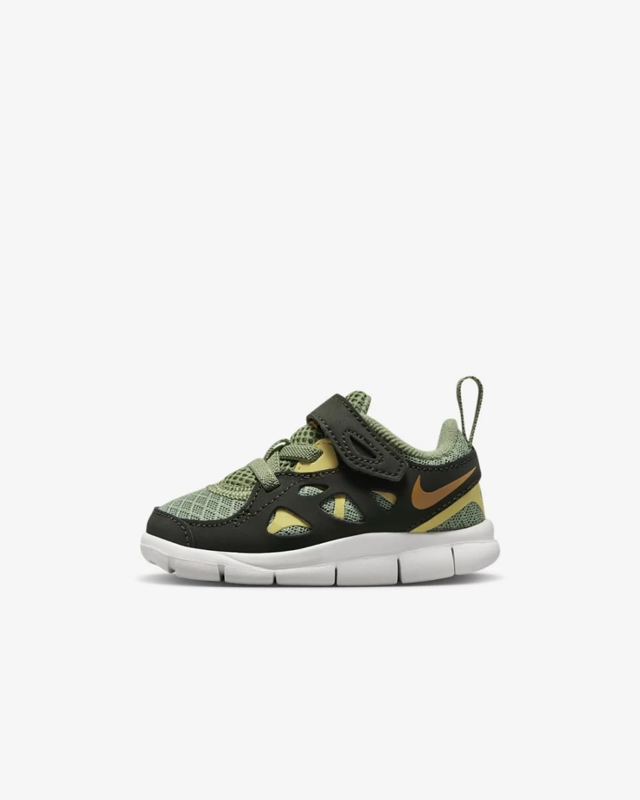 Nike Free Run 2 Baby Toddler Shoes for Boys & Girls - Oil Green, Sequoia, Wheat Gold, Monarch