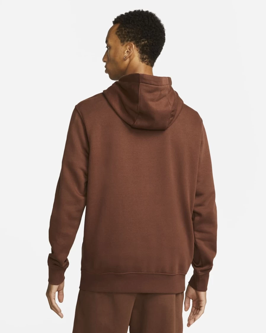 Nike Club Fleece Men's Pullover Hoodie - Cacao Wow/White Graphic Sweatshirt