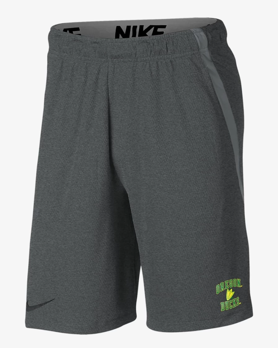 Nike Men's Dark Grey Heather College Shorts - Oregon Ducks Team Style