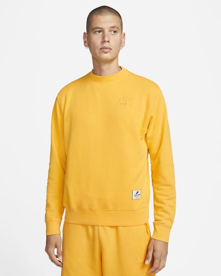 Nike Club Fleece Men's Sweatshirt - University Gold French Terry Pullover