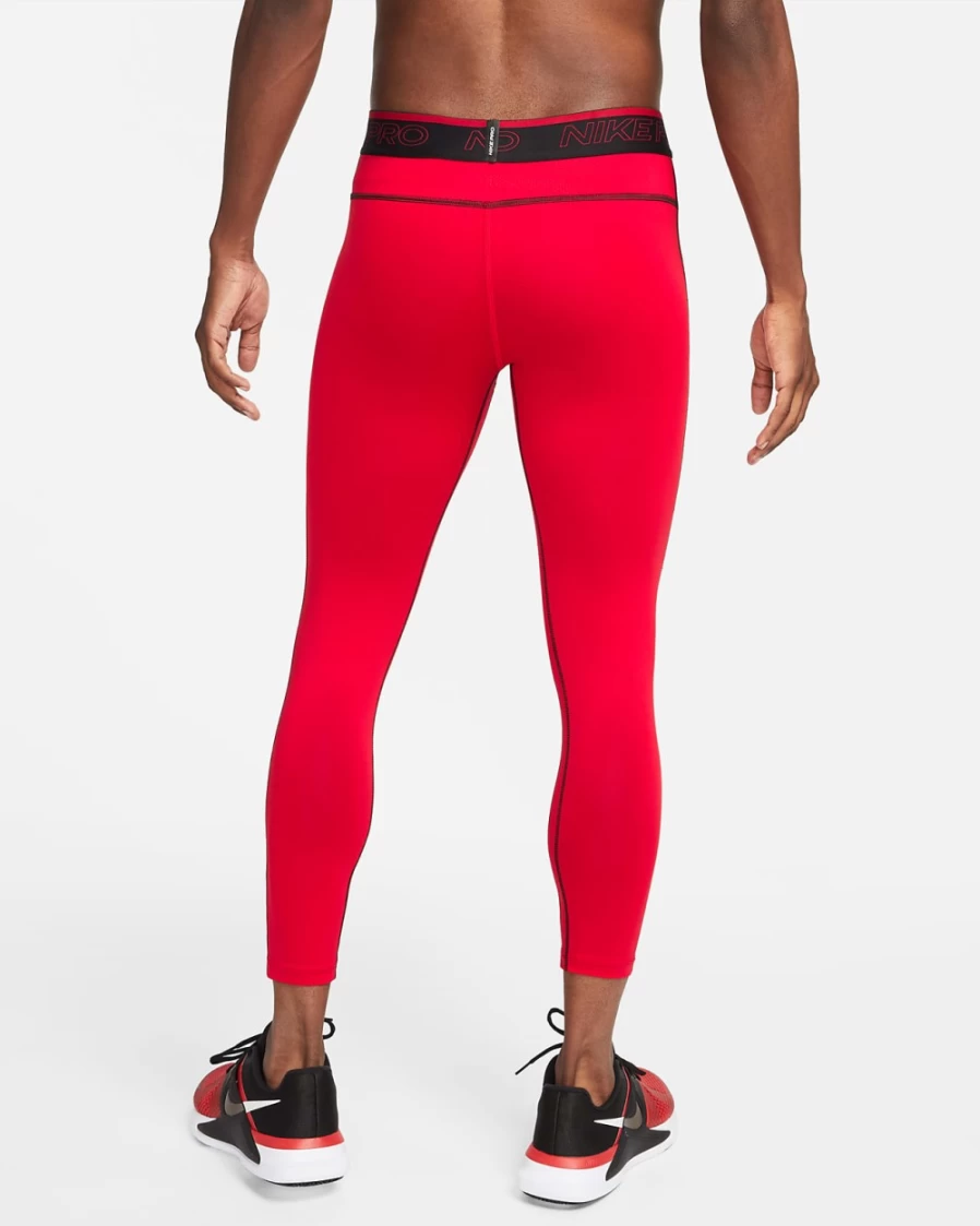 Nike Pro Dri-FIT Men's 3/4 Tights - University Red/Black/Black - Moisture-Wicking Training Pants