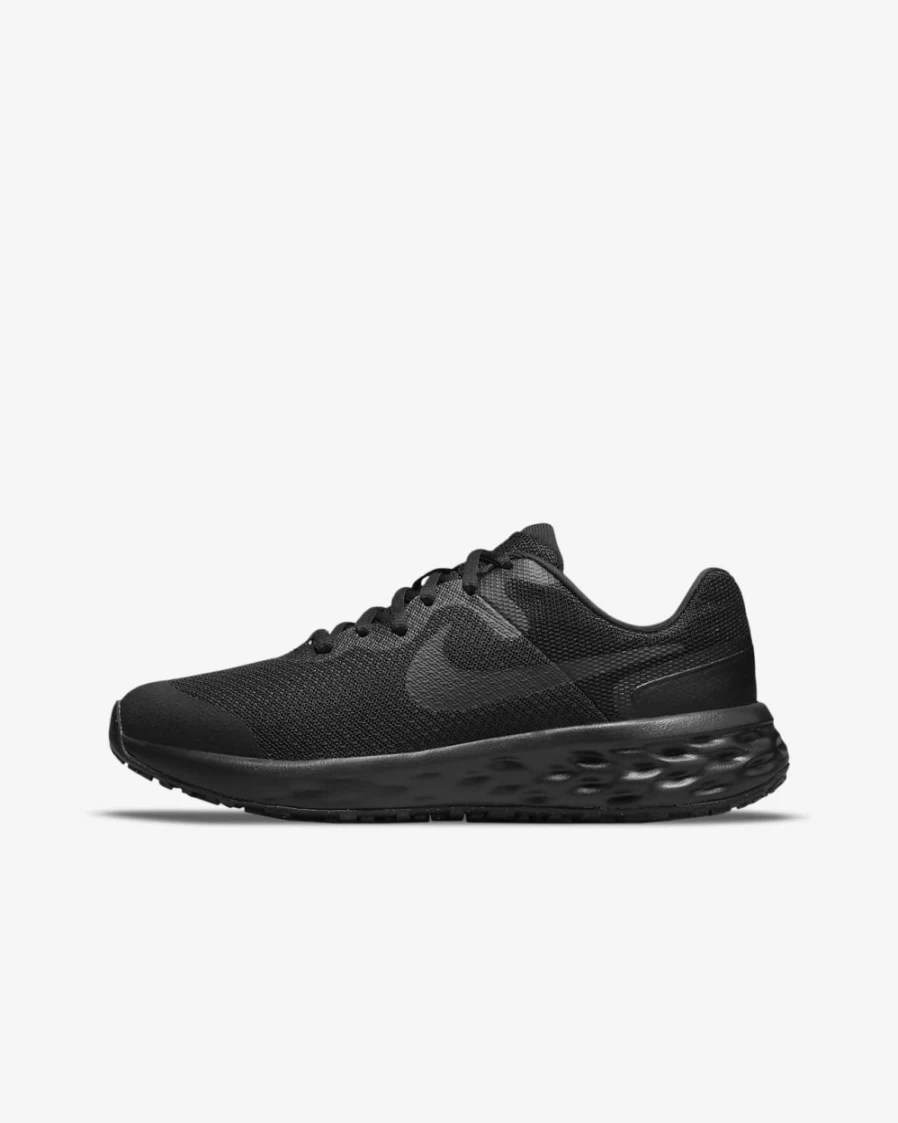 Nike Revolution 6 Big Kids' Road Running Shoes for Boys & Girls - Black/Dark Smoke Grey/Black