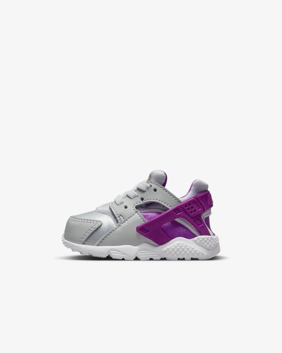Nike Huarache Run Baby Toddler Shoes for Boys and Girls - Pure Platinum, Violet Frost, Vivid Purple, Metallic Copper