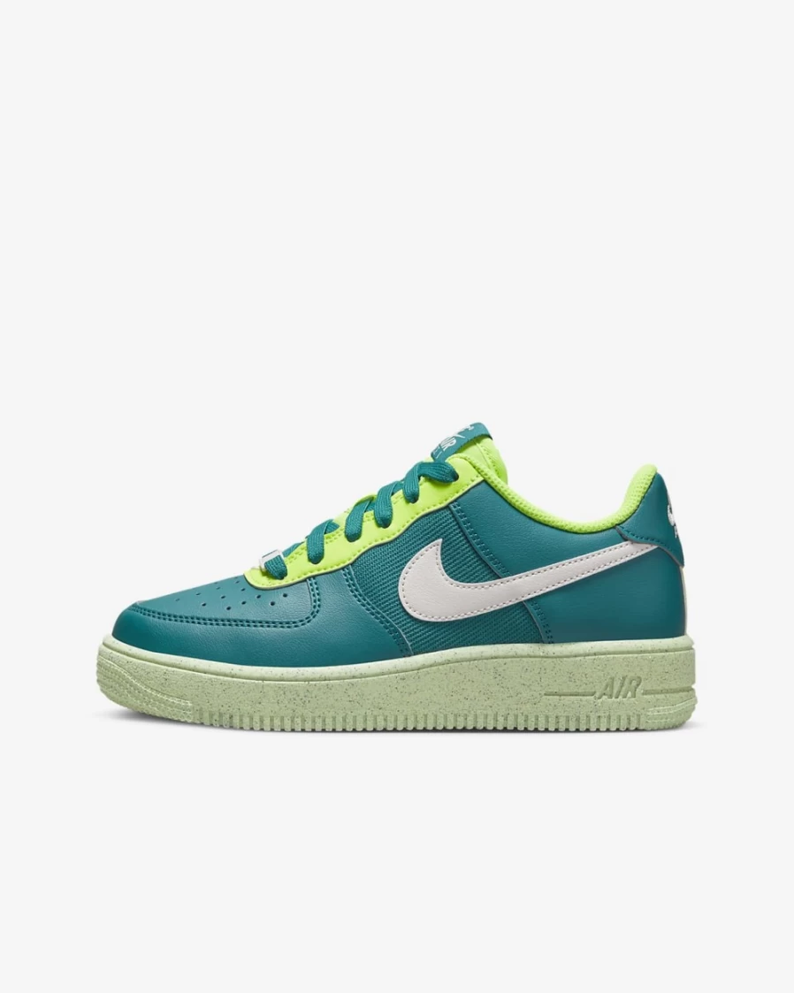 Nike Air Force 1 Crater Big Kids' Sneakers for Boys & Girls in Bright Spruce/Volt/Phantom
