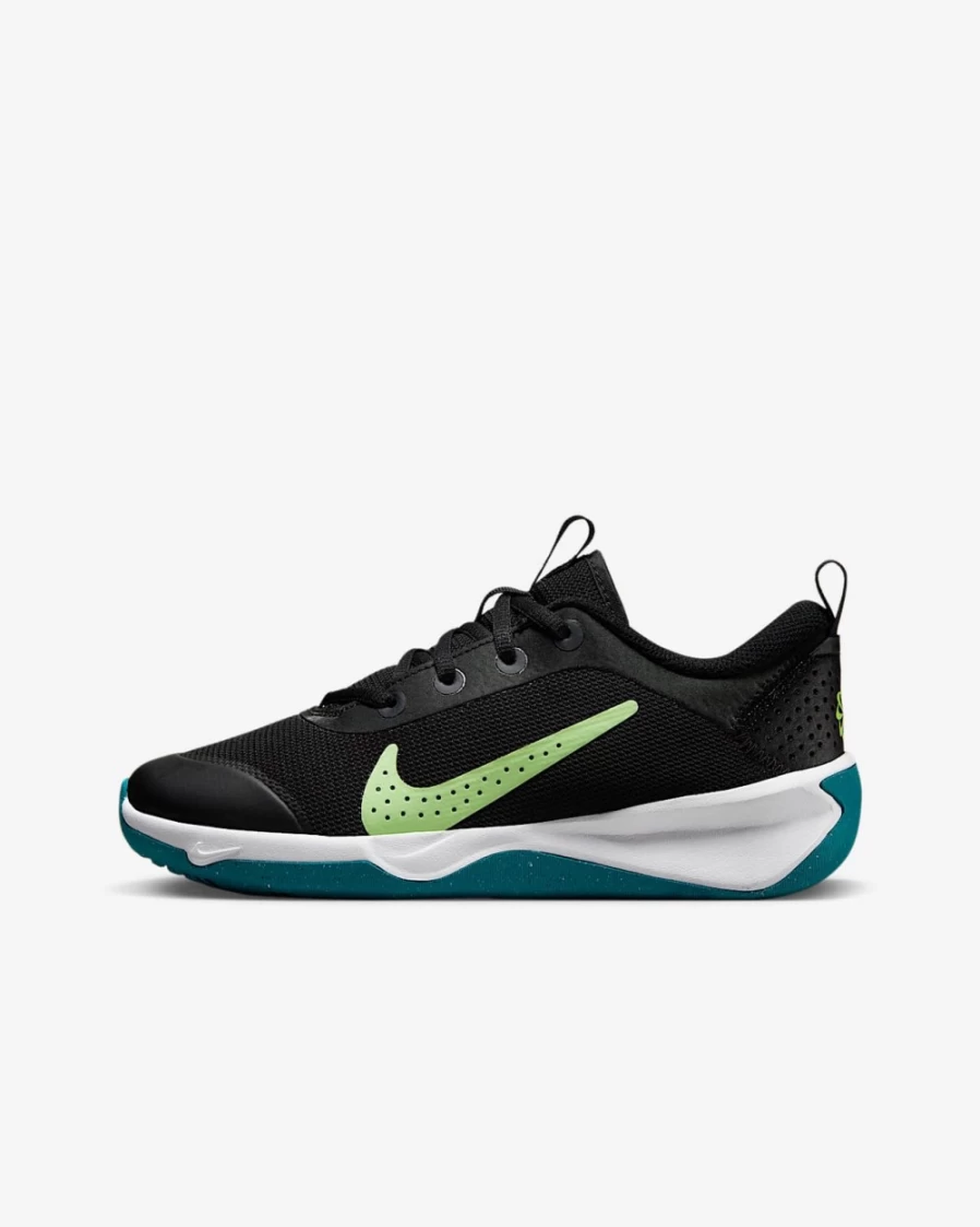 Nike Omni Multi-Court Kids' Indoor Court Shoes - Black/Bright Spruce/White/Barely Volt for Boys & Girls