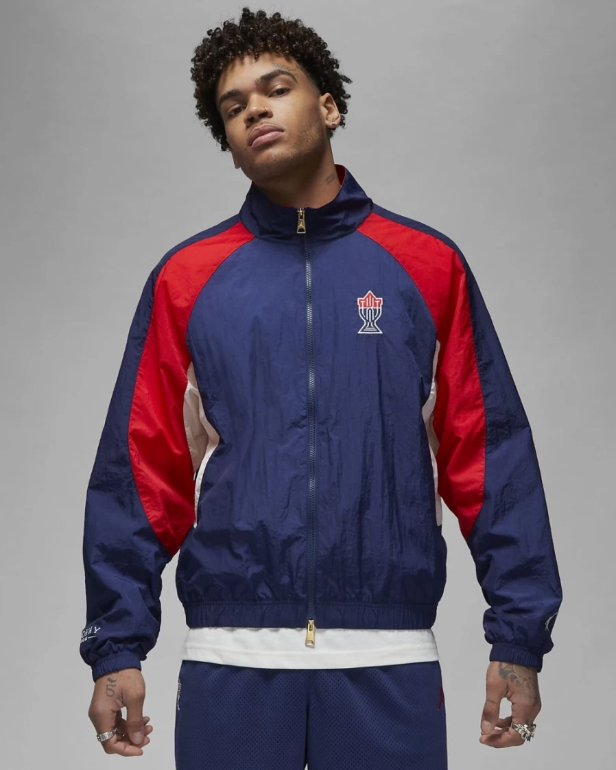 Nike Jordan x Trophy Room Men's Woven Jacket - Midnight Navy/University Red/Sail