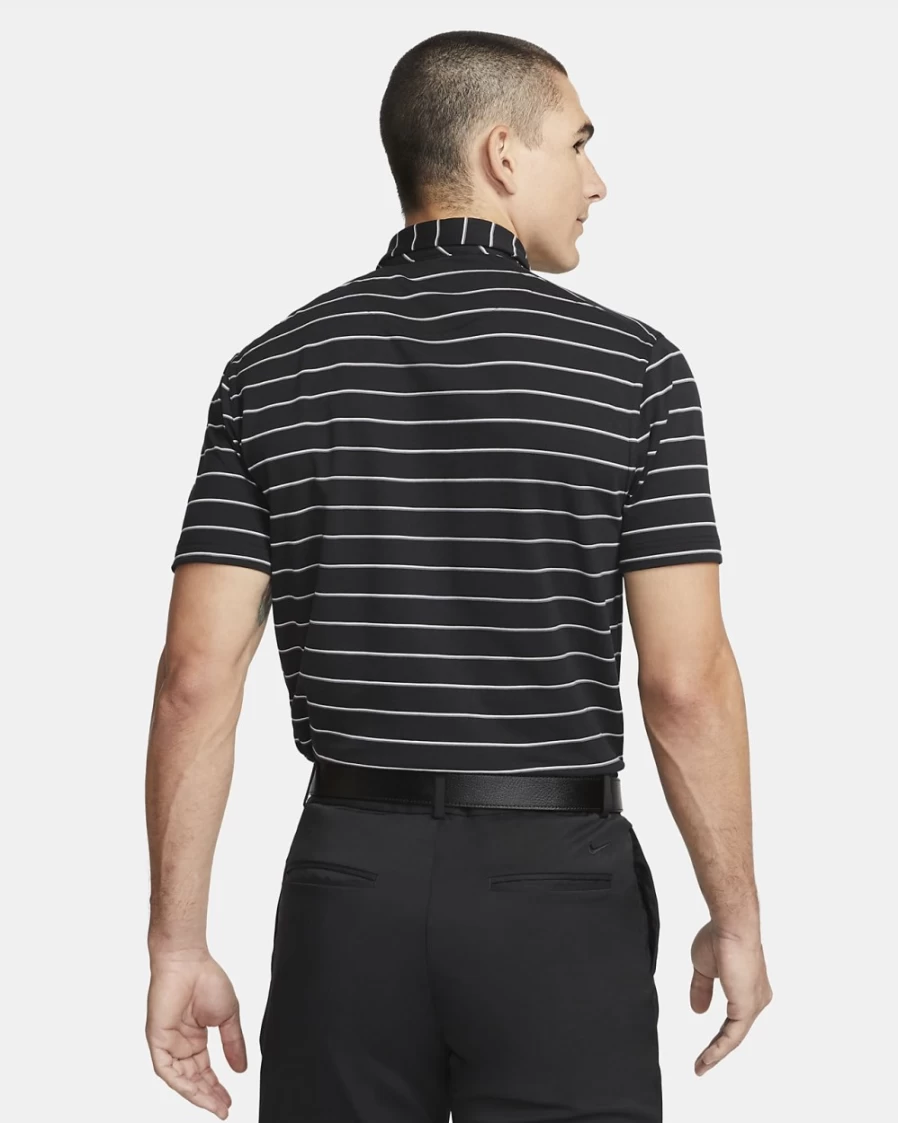 Nike Dri-FIT Player Men's Black/Brushed Silver Striped Golf Polo Shirt