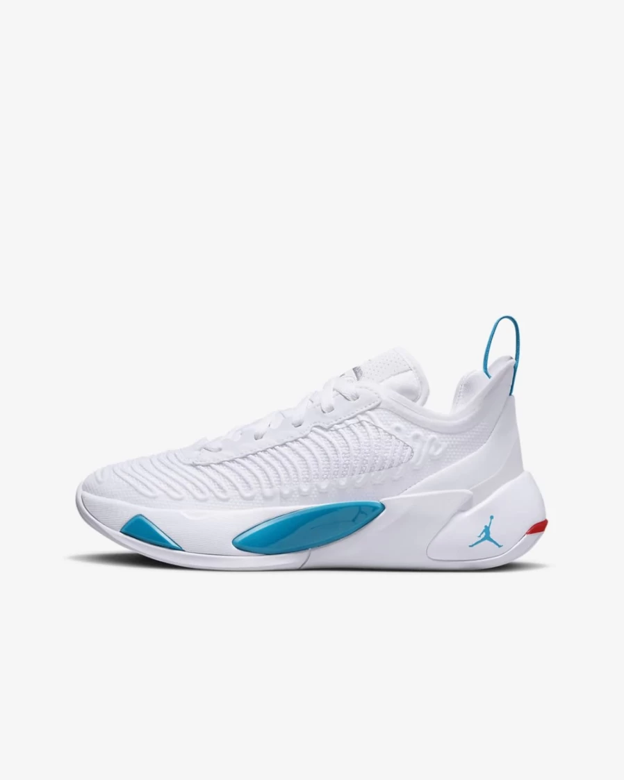 Nike Luka 1 Big Kids' Basketball Shoes - White/Neo Turquoise/Bright Crimson/Metallic Silver for Boys and Girls