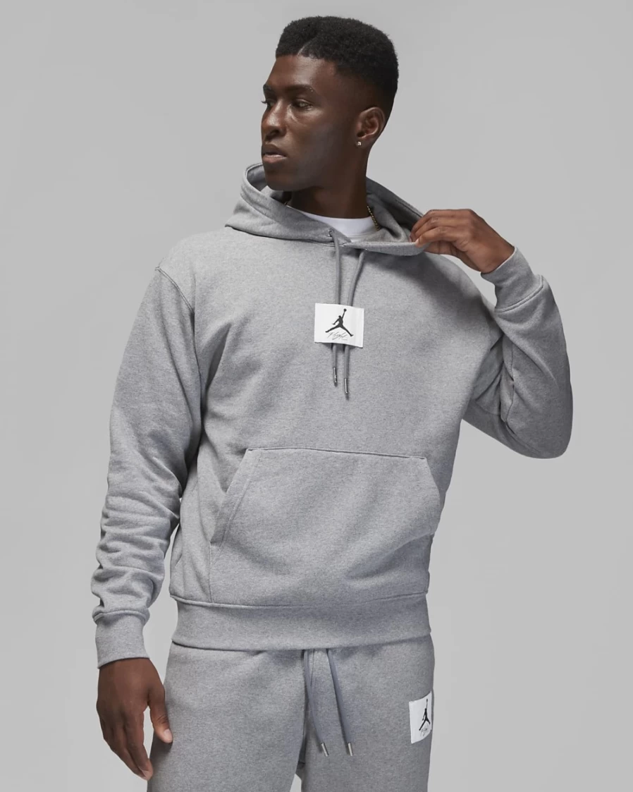 Nike Jordan Flight Fleece Men's Pullover Hoodie - Carbon Heather/Sail