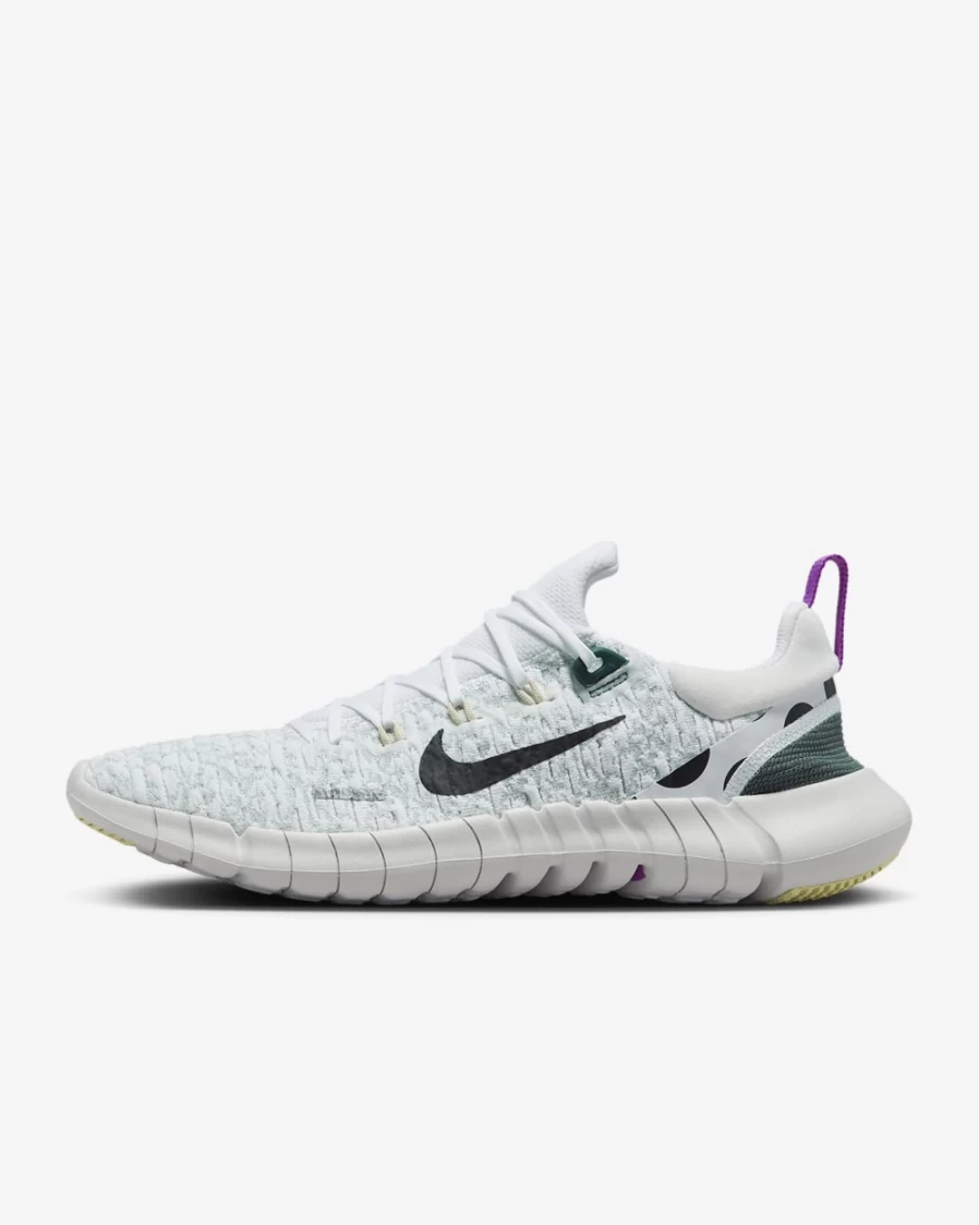 Nike Free Run 5.0 Men's Road Running Shoes - White/Light Silver/Faded Spruce/Black
