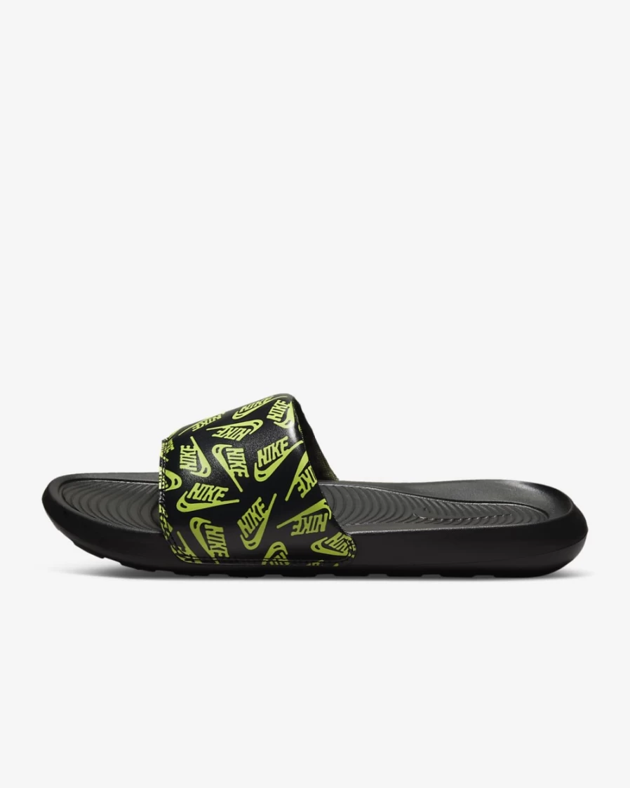 Nike Victori One Men's Slides - Black/Black/Volt Printed Sandals for Men
