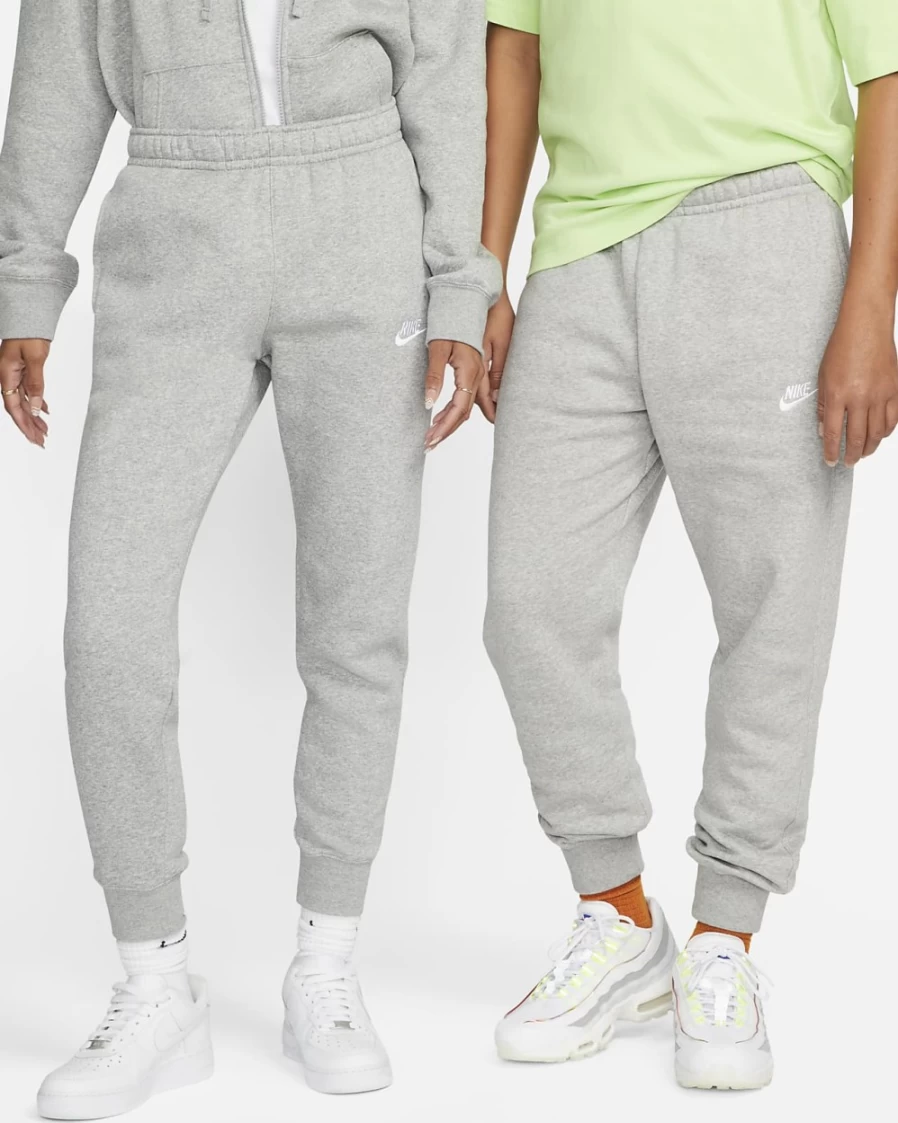 Nike Men's Club Fleece Joggers - Dark Grey Heather, Matte Silver, White Sportswear Pants