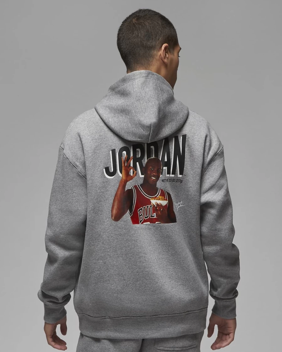 Nike Jordan Flight MVP Men's Fleece Pullover Hoodie - Carbon Heather/Rush Orange